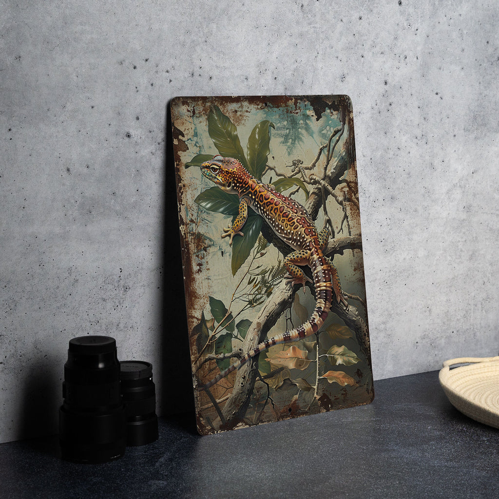 Leopard Gecko Sign, Vintage Metal Sign, Reptile Decor, Wall Art, Unique Gift — photo 5