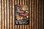 Outdoor Grill Metal Sign, Vintage BBQ Tools, Sizzle & Serve, Grilled Meats Decor, Funny Outdoor Sign — photo 5