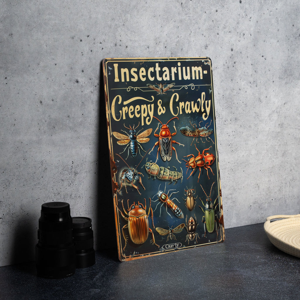Insectarium Metal Sign, Creepy Crawly Decor, Vintage Style Insects, Aluminum Wall Art, Habitat Display — photo 2