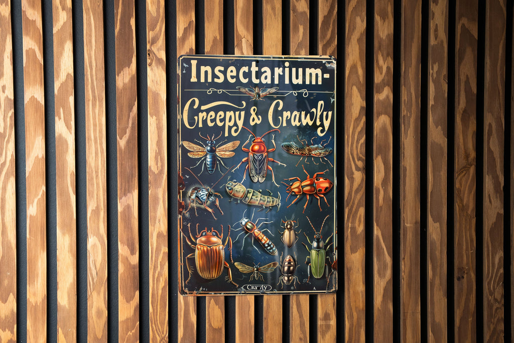 Insectarium Metal Sign, Creepy Crawly Decor, Vintage Style Insects, Aluminum Wall Art, Habitat Display — photo 3