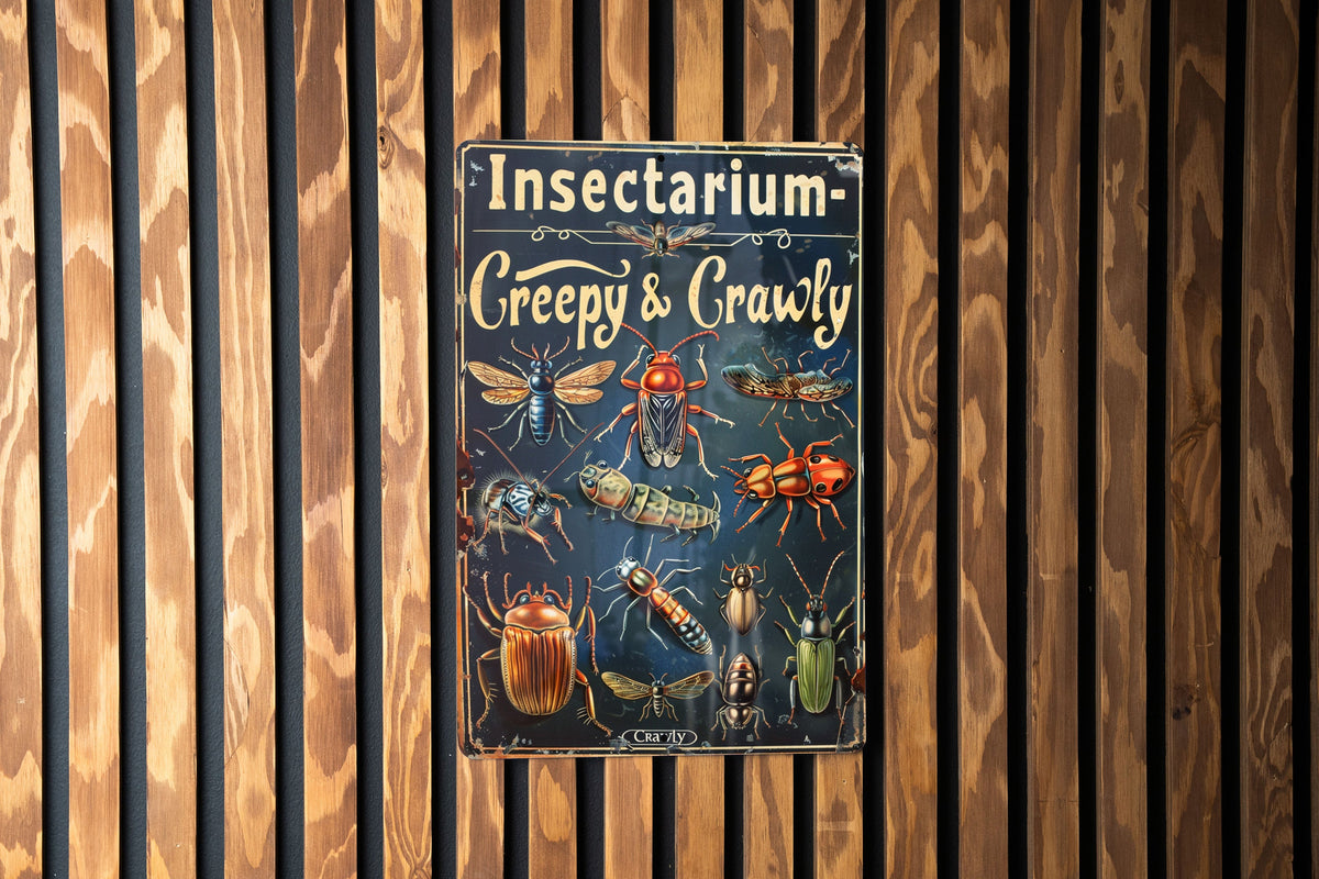 Insectarium Metal Sign, Creepy Crawly Decor, Vintage Style Insects, Aluminum Wall Art, Habitat Display — photo 3
