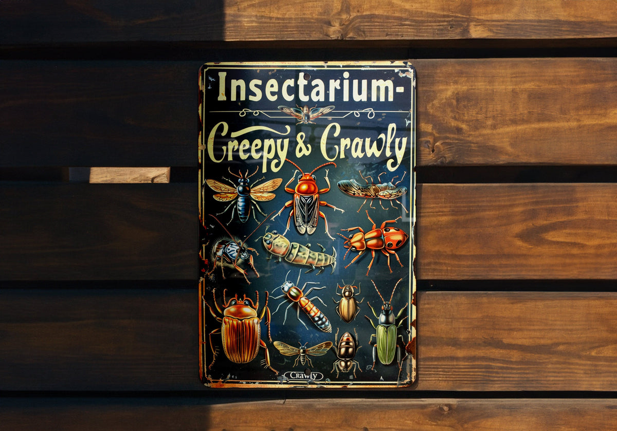 Insectarium Metal Sign, Creepy Crawly Decor, Vintage Style Insects, Aluminum Wall Art, Habitat Display — photo 4