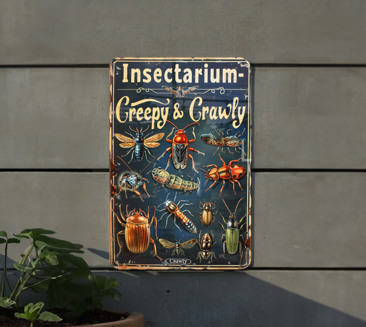 Insectarium Metal Sign, Creepy Crawly Decor, Vintage Style Insects, Aluminum Wall Art, Habitat Display — photo 5