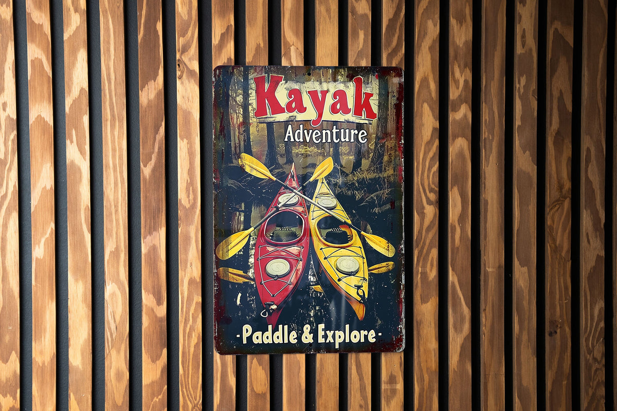 Kayak Adventure Metal Sign - Paddle & Explore, Vintage Style, River Kayaking, Aluminum Decor — photo 2