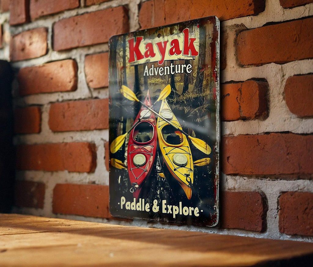 Kayak Adventure Metal Sign - Paddle & Explore, Vintage Style, River Kayaking, Aluminum Decor — photo 4