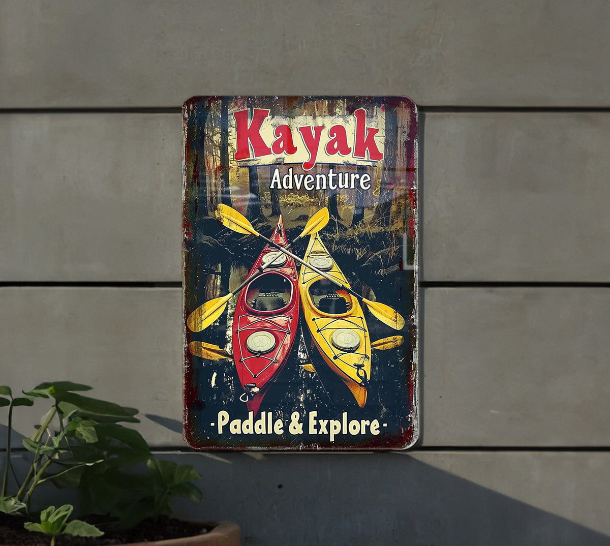 Kayak Adventure Metal Sign - Paddle & Explore, Vintage Style, River Kayaking, Aluminum Decor — photo 5