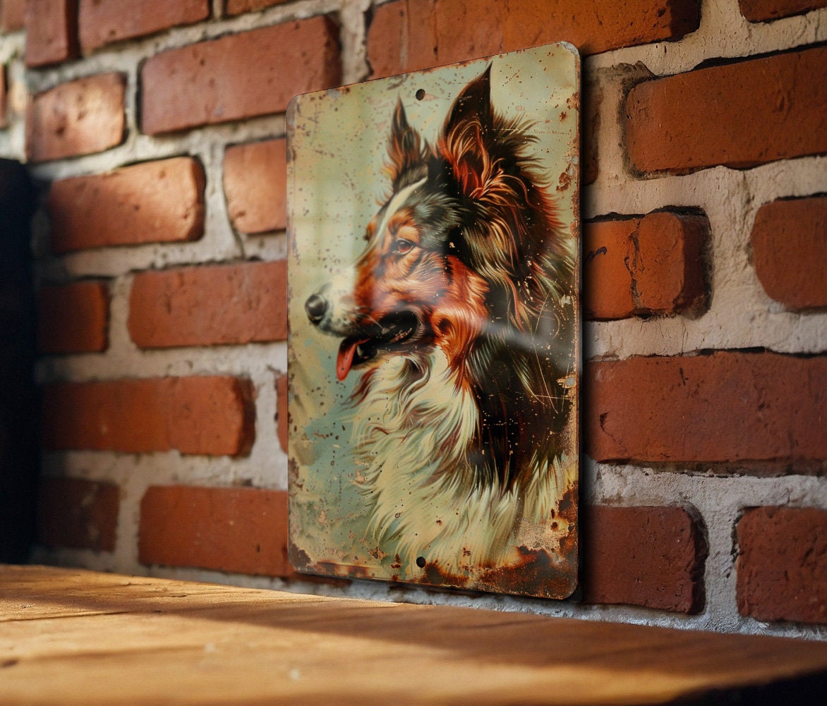 Collie Vintage Metal Sign, Retro Decor, Dog Lover Gift, Wall Art, Home Decoration — photo 1
