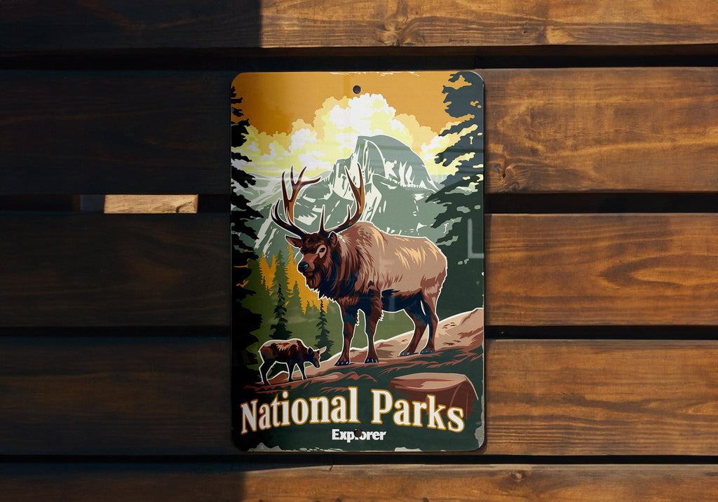Metal Sign National Parks Explorer, Vintage Style Poster, Retro Fonts Decor, Wildlife Artwork, Muted Colors Display — photo 2