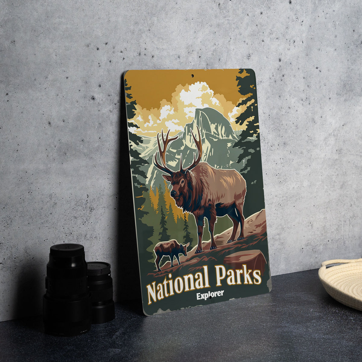 Metal Sign National Parks Explorer, Vintage Style Poster, Retro Fonts Decor, Wildlife Artwork, Muted Colors Display — photo 3