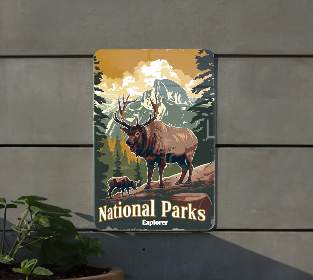 Metal Sign National Parks Explorer, Vintage Style Poster, Retro Fonts Decor, Wildlife Artwork, Muted Colors Display — photo 4