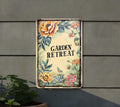 GARDEN RETREAT Vintage Metal Sign - Vintage Garden, Flower Illustration, Soft Pastels, Garden Frame, Elegant Font Gift Idea — photo 1