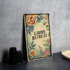 GARDEN RETREAT Vintage Metal Sign - Vintage Garden, Flower Illustration, Soft Pastels, Garden Frame, Elegant Font Gift Idea — photo 3