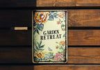 GARDEN RETREAT Vintage Metal Sign - Vintage Garden, Flower Illustration, Soft Pastels, Garden Frame, Elegant Font Gift Idea — photo 5