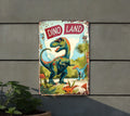 DINO LAND Vintage Metal Sign - Children's Decor, Cartoon Dinosaur, Bright Colors, Fun Border, Friendly Font — photo 1