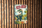 DINO LAND Vintage Metal Sign - Children's Decor, Cartoon Dinosaur, Bright Colors, Fun Border, Friendly Font — photo 5