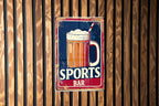 Vintage Sports Bar Metal Sign, Beer Mug Illustration, Team Colors, Sports Frame, Bold Font — photo 2