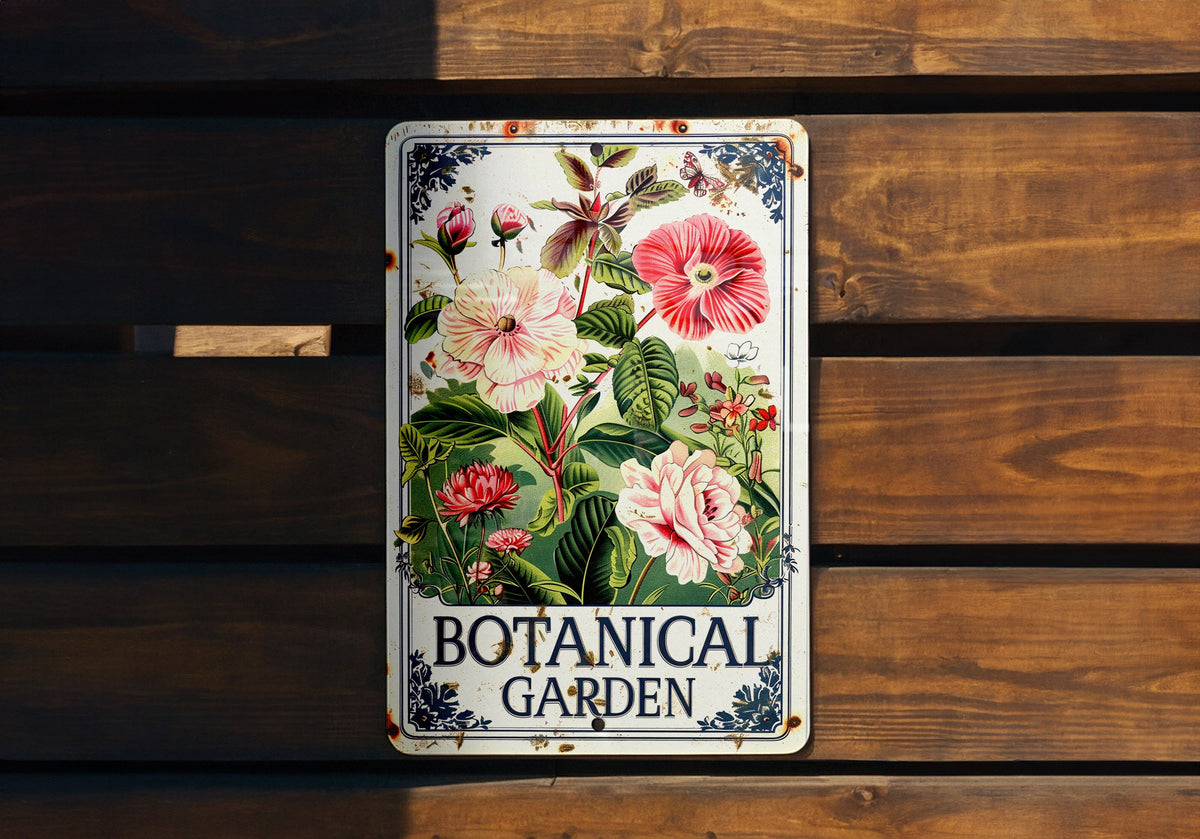 Botanical Garden Metal Sign, Plants and Flowers Illustration, Soft Pastels, Garden Frame, Elegant Font — photo 3