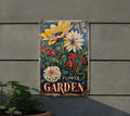 Rustic Flower Garden Metal Sign, Vintage Style, Elegant Font, Garden Frame, Flower Illustration — photo 1