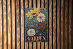 Rustic Flower Garden Metal Sign, Vintage Style, Elegant Font, Garden Frame, Flower Illustration — photo 2