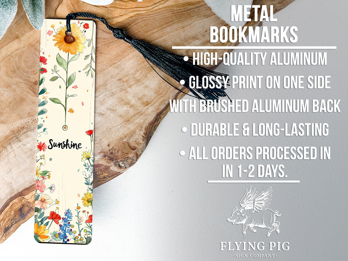 Spring-Themed Metal Bookmark, Sunny Garden Design, Sunshine Text, Durable Reading Accessory — photo 4
