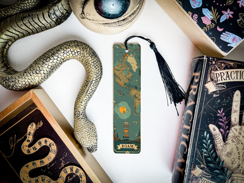 Traveling-Themed Metal Bookmark, ROAM Text, Durable Book Marker, Unique Travel Gift, Adventure Accessory — photo 2
