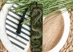 Norse Mythology Bookmark, Jormungandr Design, Metal Bookmark, Serpent Text, Unique Book Accessory — photo 1