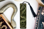 Norse Mythology Bookmark, Jormungandr Design, Metal Bookmark, Serpent Text, Unique Book Accessory — photo 3