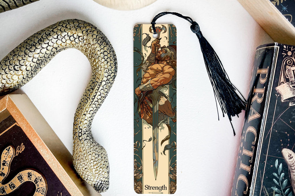 Achilles Greek Mythology Bookmark, Metal Bookmark, Strength Quote, Heroic Gift, Book Lover Accessory — photo 1