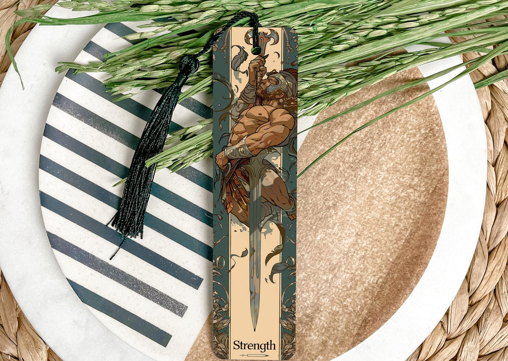 Achilles Greek Mythology Bookmark, Metal Bookmark, Strength Quote, Heroic Gift, Book Lover Accessory — photo 2
