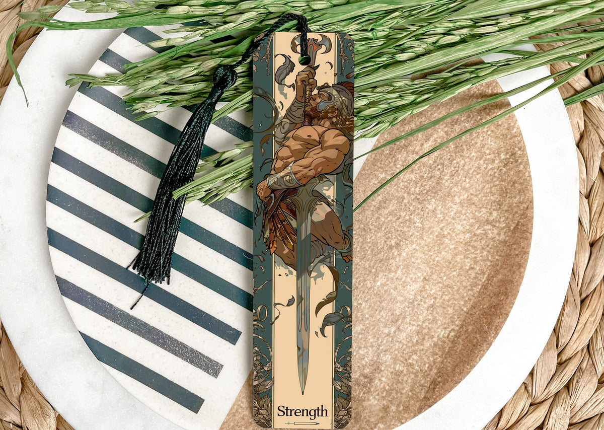 Achilles Greek Mythology Bookmark, Metal Bookmark, Strength Quote, Heroic Gift, Book Lover Accessory — photo 2
