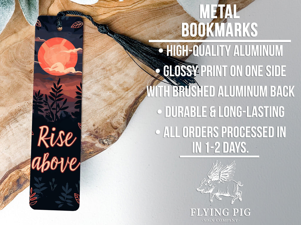 Metal Bookmark, Sunrise Design, Rise Above Text, Inspirational Bookmark, Reading Accessory — photo 4