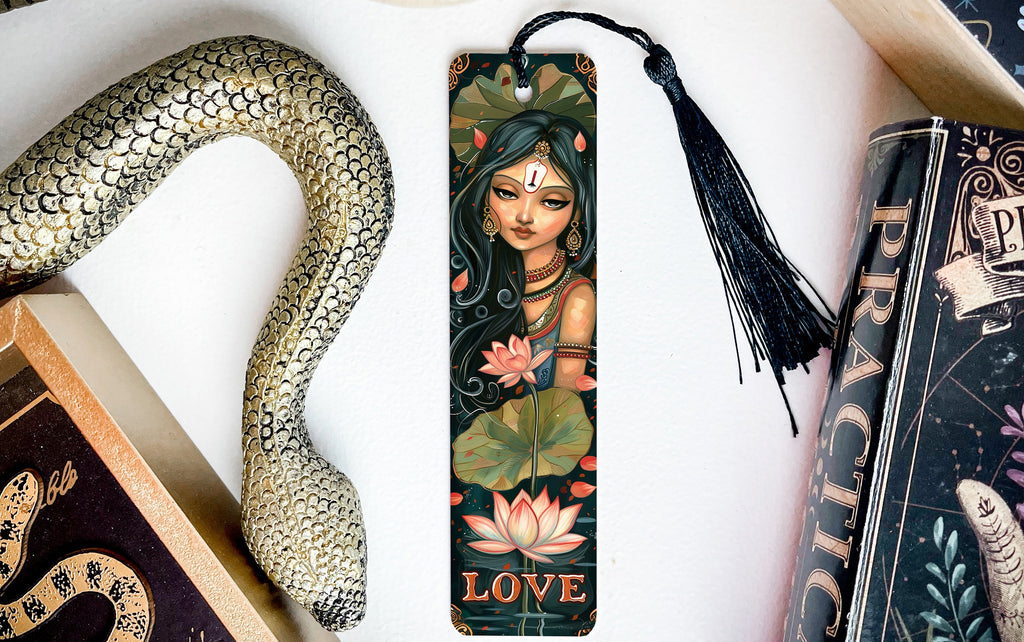 Parvati Goddess Bookmark, Hindu Love Symbol, Metal Bookmark, Lotus Flowers Design, Unique Gift Idea — photo 1