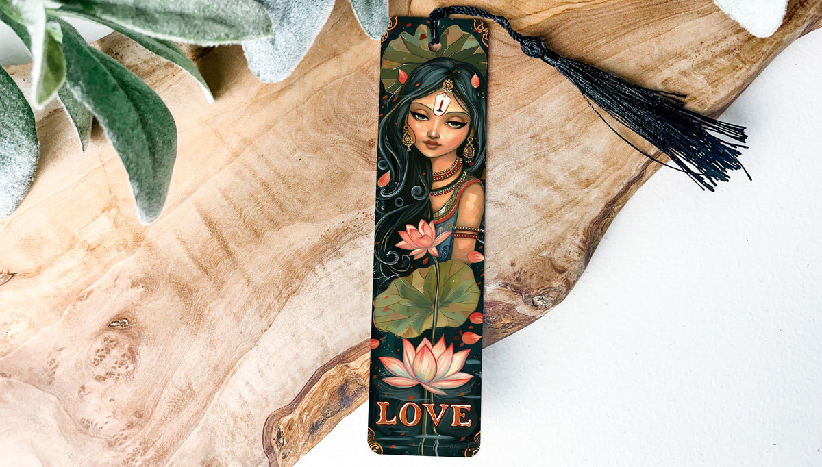 Parvati Goddess Bookmark, Hindu Love Symbol, Metal Bookmark, Lotus Flowers Design, Unique Gift Idea — photo 2