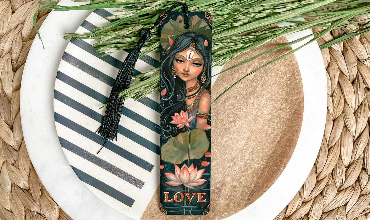 Parvati Goddess Bookmark, Hindu Love Symbol, Metal Bookmark, Lotus Flowers Design, Unique Gift Idea — photo 3