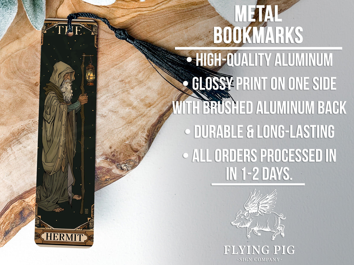 The Hermit Tarot Card Bookmark, Wise Elder Design, Lantern Motif, Metal Bookmark, Tarot Lover Gift — photo 4