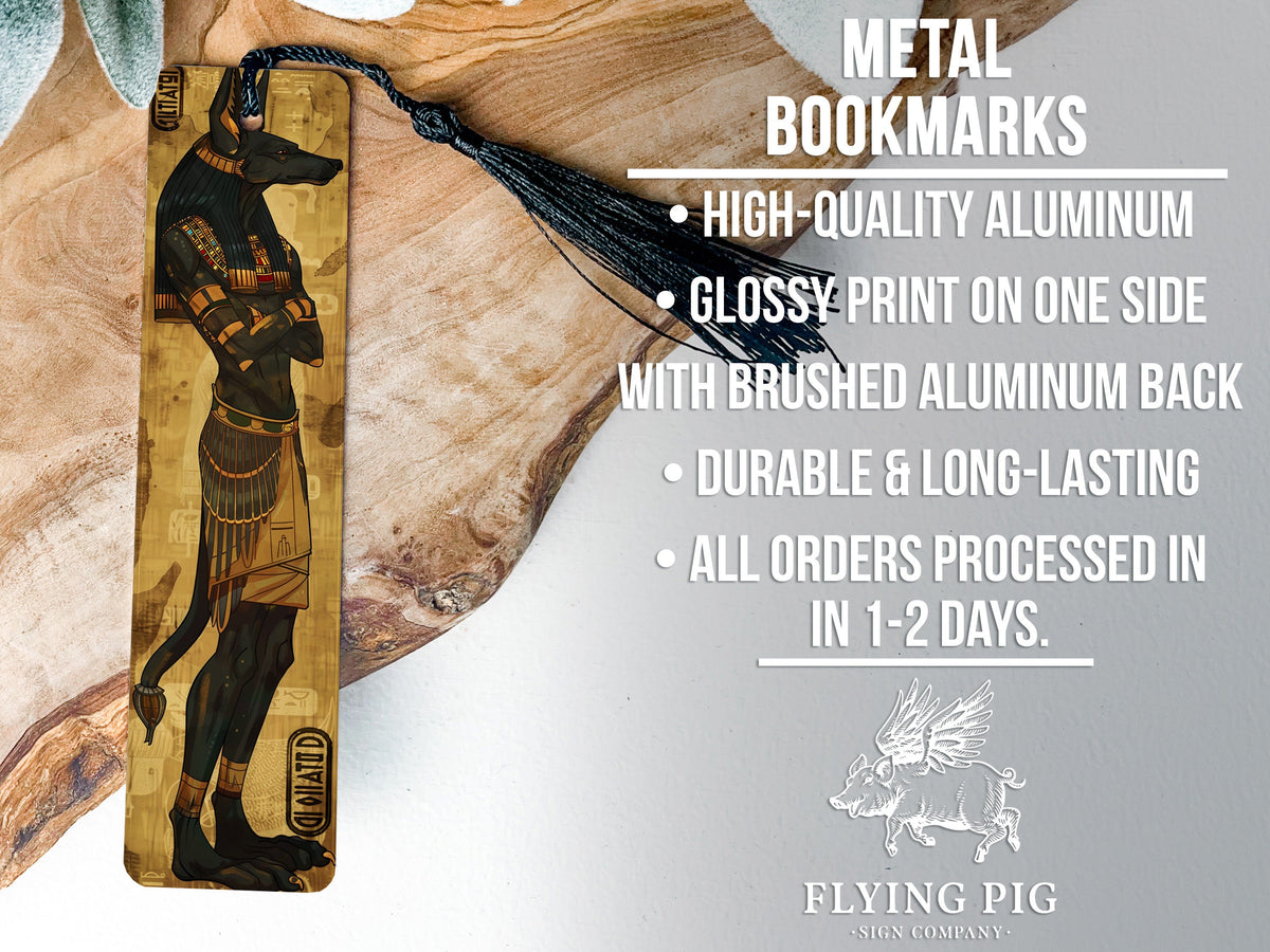 Anubis Egyptian God, Jackal Head Design, Metal Bookmark, DEATH Text, Collectible Item — photo 4