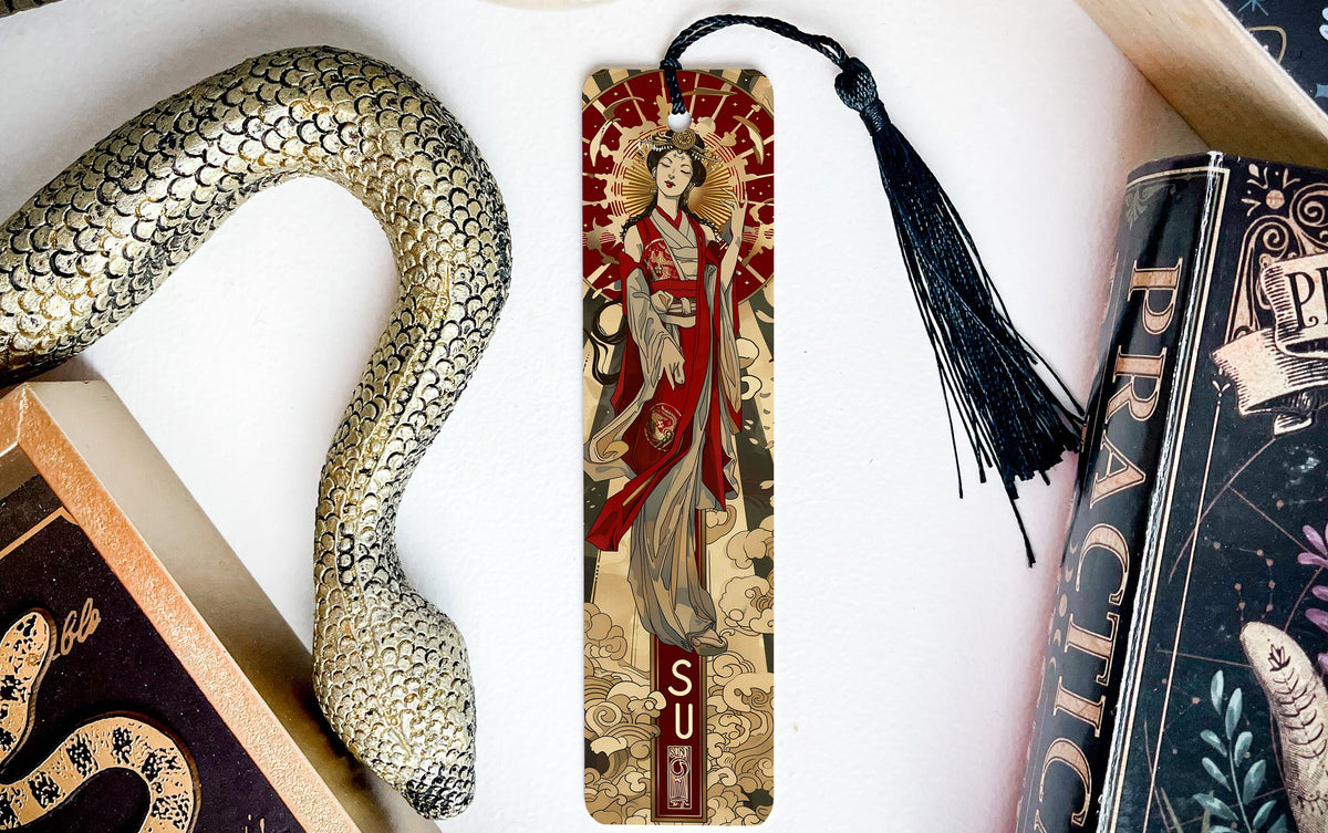 Amaterasu Metal Bookmark, Japanese Sun Goddess, Rays of Light, Sun Halo Design, Unique Book Accessory — photo 2