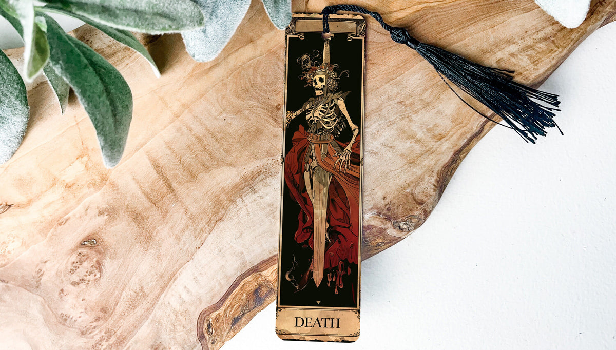 Death Tarot Card Bookmark, Transformative Figure, Metal Bookmark, Tarot Card Design, Unique Reading Accessory — photo 3