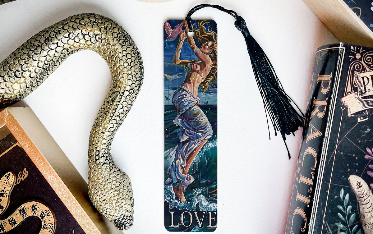 Aphrodite Greek Goddess Love Sea Metal Bookmark, Perfect for Readers, Book Club Gift, Love Quote Accessory, Unique Bookmark Design — photo 3