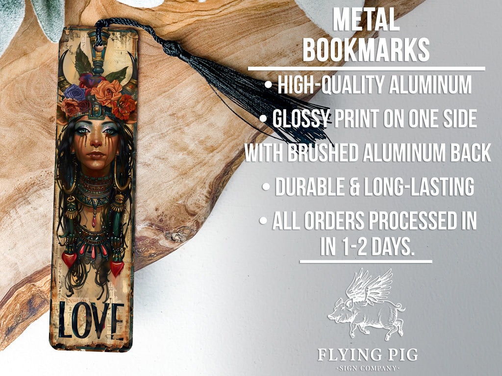 Hathor Goddess Bookmark, Egyptian Love Symbol, Cow Headdress Design, Metal Bookmark, Unique Book Accessory — photo 4