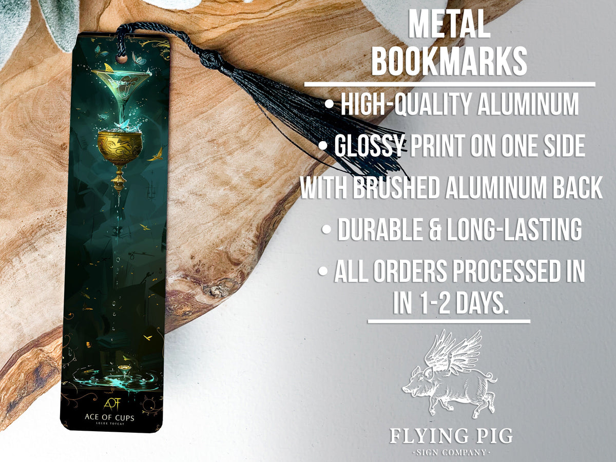 Ace of Cups Tarot Bookmark, Metal Bookmark, Tarot Card Design, Water Overflow Cup, Spiritual Reading Accessory — photo 4