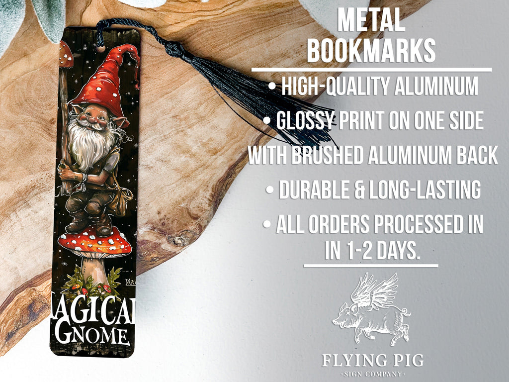 Magical Gnome Bookmark, Whimsical Gnome, Mushroom Design, Metal Bookmark, Book Lover Gift — photo 4