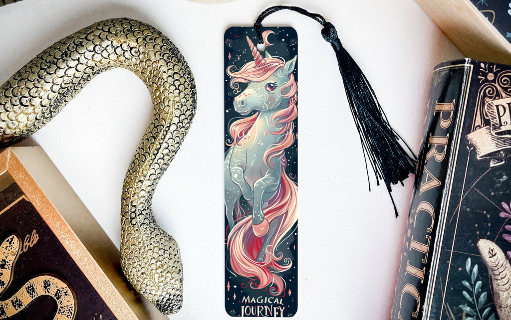 Unicorn Illustration Bookmark, Magical Journey Design, Metal Bookmark, Artistic Reading Accessory, Unique Book Lover Gift — photo 3