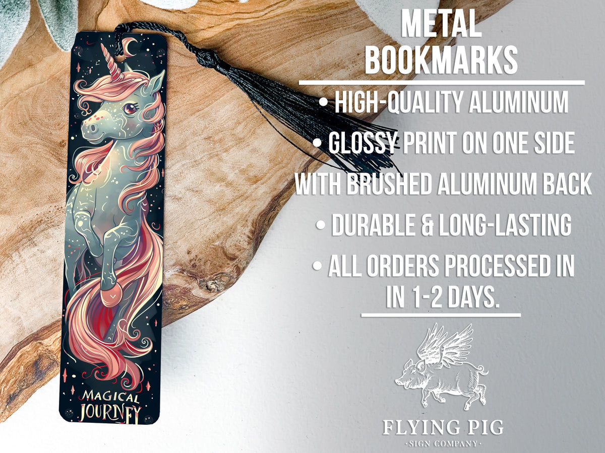 Unicorn Illustration Bookmark, Magical Journey Design, Metal Bookmark, Artistic Reading Accessory, Unique Book Lover Gift — photo 4