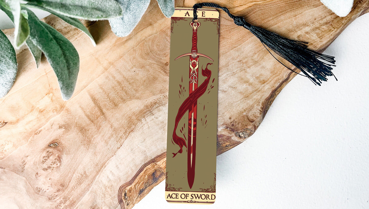 Ace of Swords Tarot Card Metal Bookmark, Sword Design, Unique Book Accessory, Tarot Reading Gift, Spiritual Decor — photo 3