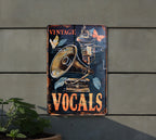 Vintage Vocals Tin Sign, Classic Wax Cylinder, Phonograph Horn Icon, Aged Copper Metal, Karaoke Bar Decor — photo 3
