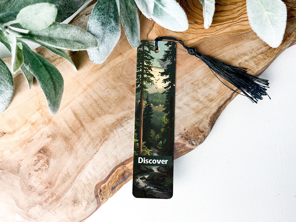 Adventure-Themed Metal Bookmark, Discover Text, Unique Bookmark, Book Lover Gift, Reading Accessory — photo 1