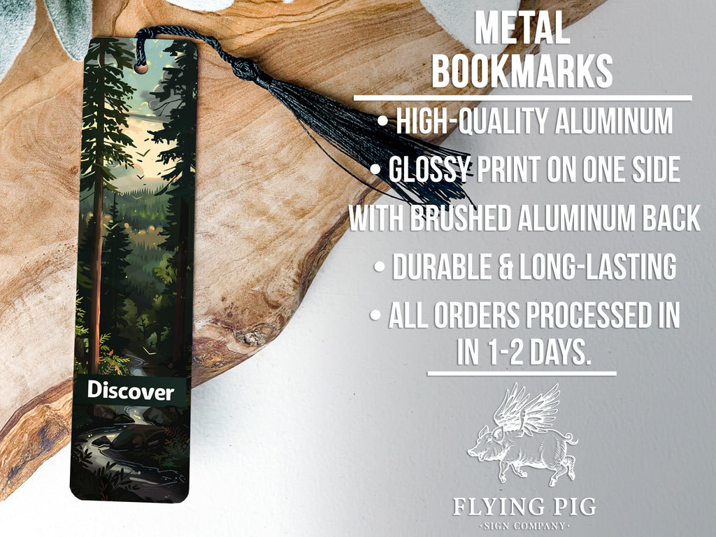 Adventure-Themed Metal Bookmark, Discover Text, Unique Bookmark, Book Lover Gift, Reading Accessory — photo 4