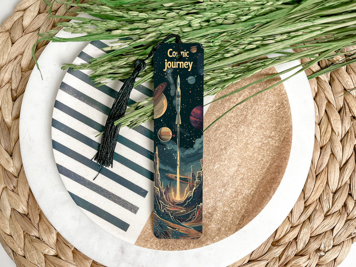 Cosmic Journey Sci-Fi Bookmark, Metal Bookmark, Space Themed, Book Lover Gift, Reading Accessory — photo 2
