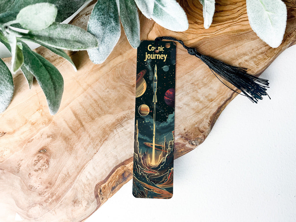 Cosmic Journey Sci-Fi Bookmark, Metal Bookmark, Space Themed, Book Lover Gift, Reading Accessory — photo 3